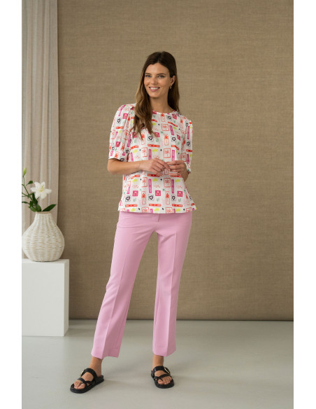Pantalón recto en rosa