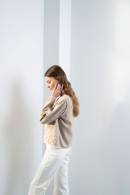 Chaqueta combinada acolchada beige 2